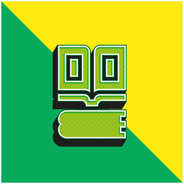 Libro verde y amarillo moderno 3d vector icono logo - Vector, Imagen