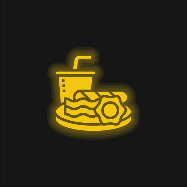 Colazione giallo incandescente icona al neon - Vettoriali, immagini
