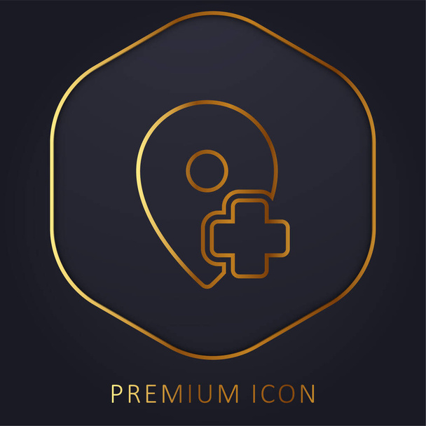 Añadir ubicación línea de oro logotipo premium o icono - Vector, Imagen