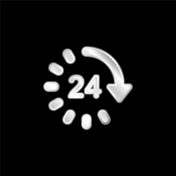 Icono metálico plateado de 24 horas - Vector, Imagen