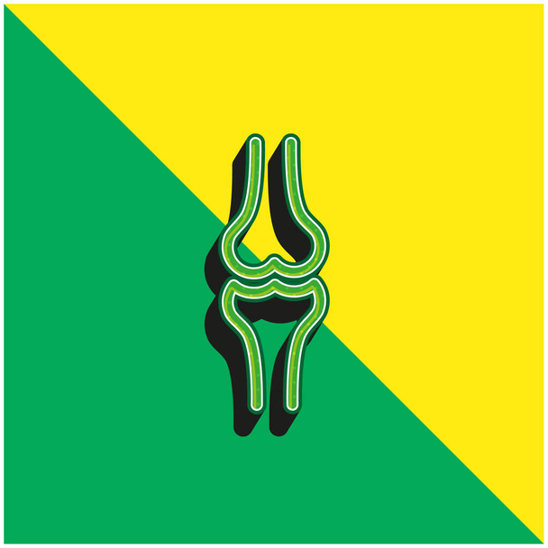 膝の緑と黄色の現代的な3Dベクトルアイコンのロゴのボール - ベクター画像