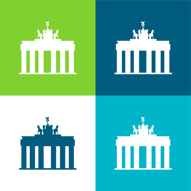 Brandenburg Gate Flat 4-кольоровий мінімальний набір ікон - Вектор, зображення