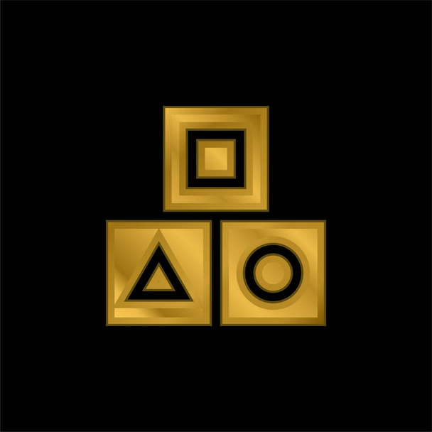 Bloque chapado en oro icono metálico o vector de logotipo - Vector, Imagen