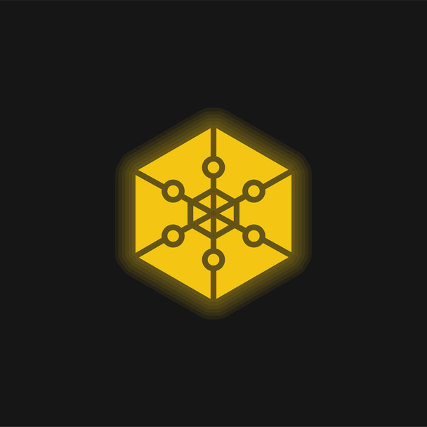 Analízis sárga izzó neon ikon - Vektor, kép