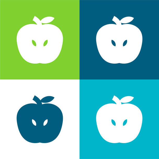 Apple Fruit Flat four color minimal icon set - Vector, Image
