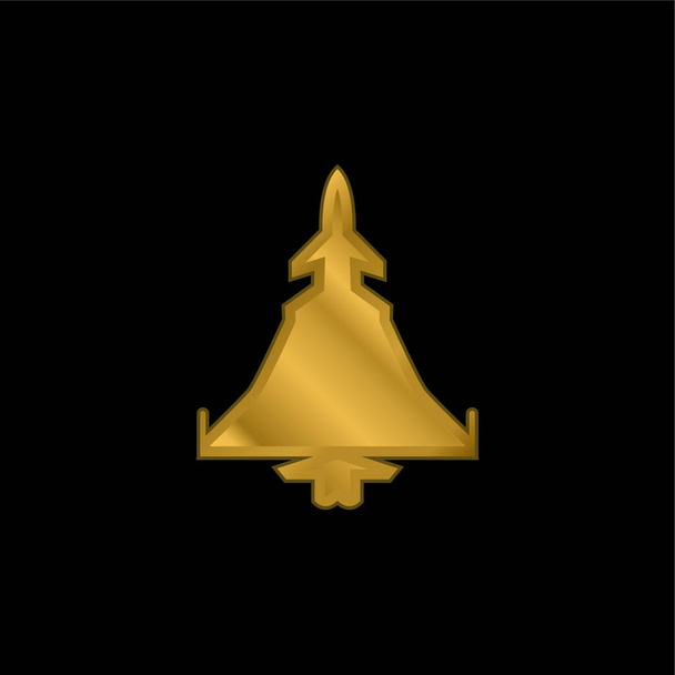 Силует військових літаків золотий покритий металевим іконом або вектором логотипу. - Вектор, зображення