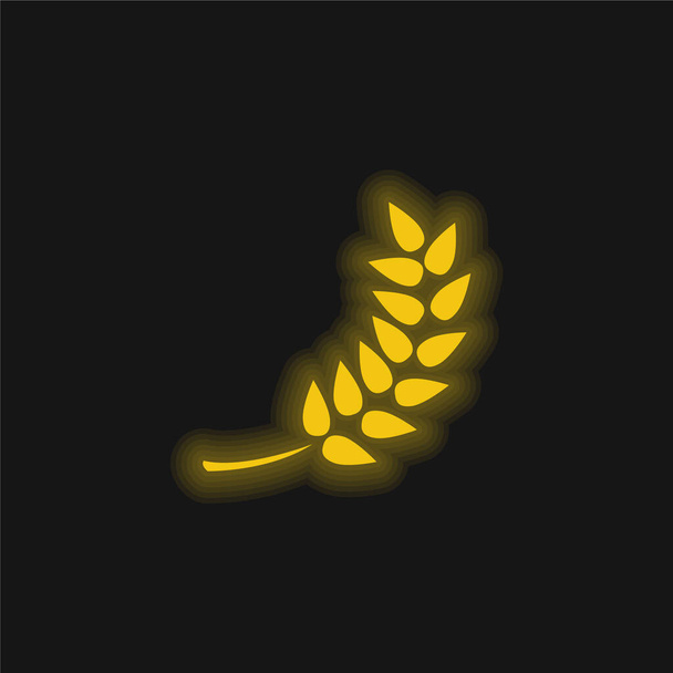 Gałąź z liśćmi żółty świecący neon ikona - Wektor, obraz