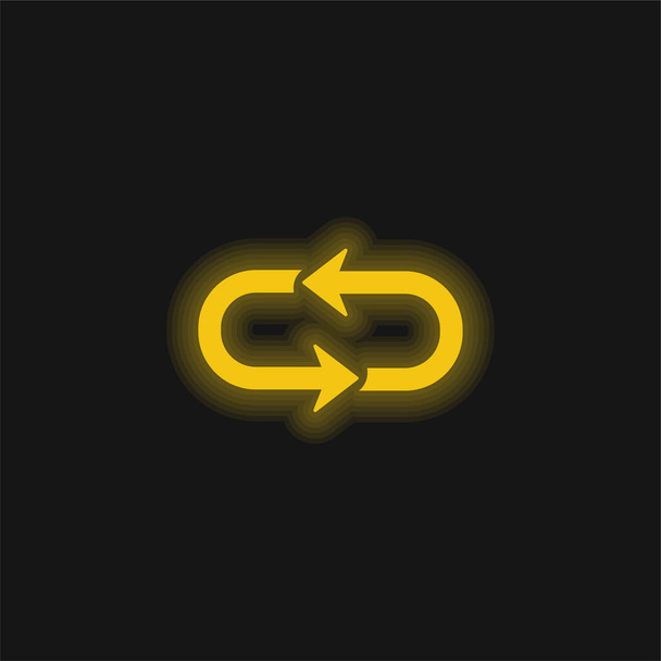 Arrow Loop żółty świecący neon ikona - Wektor, obraz