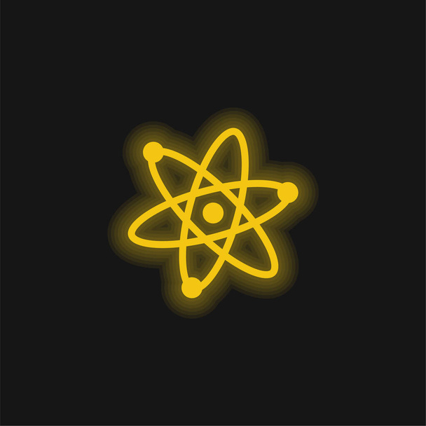 Átomos Símbolo amarillo brillante icono de neón - Vector, imagen