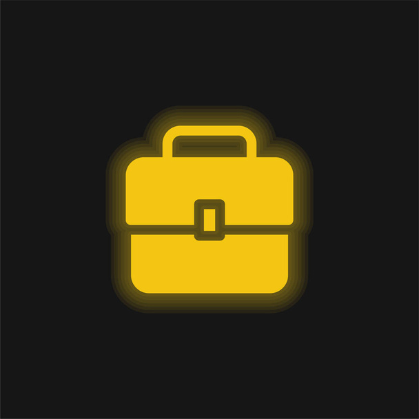 Aktovka žlutá zářící neonová ikona - Vektor, obrázek