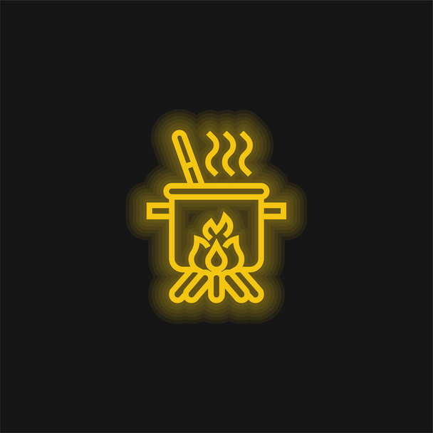 Gotująca się żółta świecąca ikona neonu - Wektor, obraz