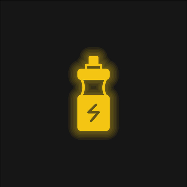 Ikona świecącego neonu w butelce żółtej - Wektor, obraz