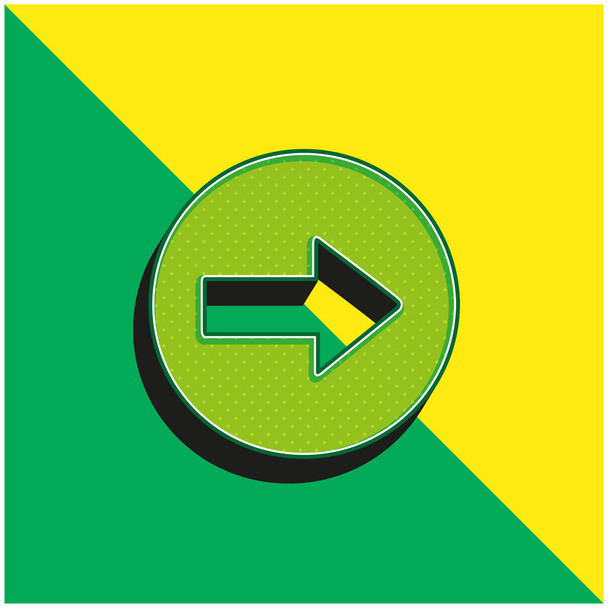 Flèche pointant vers la droite Logo de l'icône vectorielle 3D moderne vert et jaune - Vecteur, image