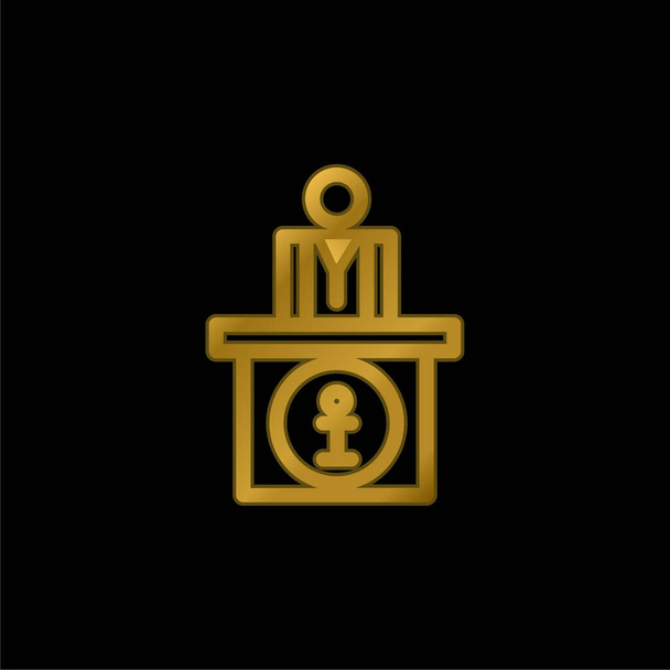 Geburtstagskuchen vergoldet metallisches Symbol oder Logo-Vektor - Vektor, Bild