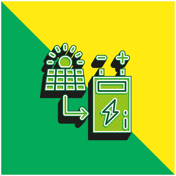 Batería verde y amarillo moderno vector 3d icono del logotipo - Vector, imagen