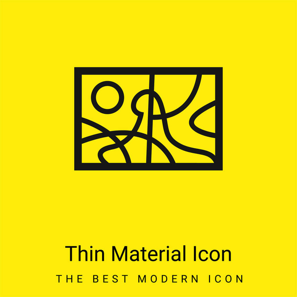 Abstraktní malba Krajina minimální jasně žlutý materiál ikona - Vektor, obrázek