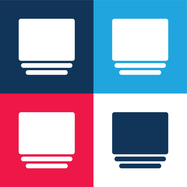 Album kék és piros négy szín minimális ikon készlet - Vektor, kép