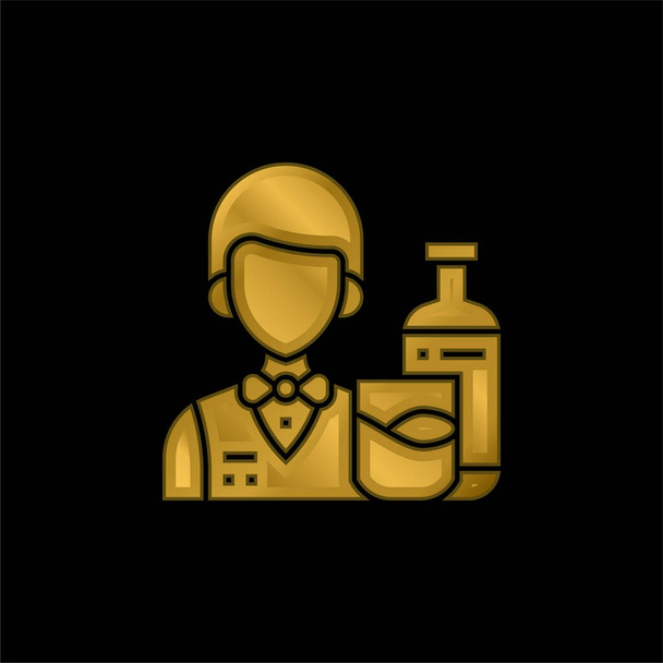 Bartender banhado a ouro ícone metálico ou vetor logotipo - Vetor, Imagem