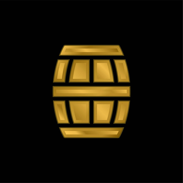 Barril chapado en oro icono metálico o logo vector - Vector, Imagen