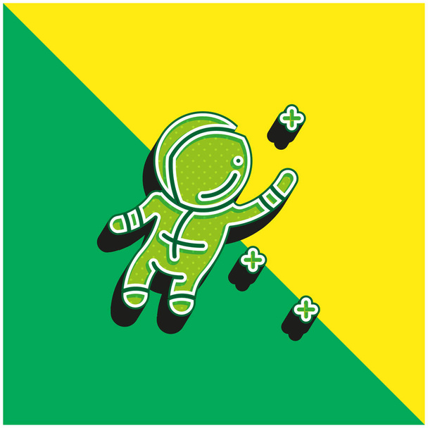 Astronot Yeşil ve Sarı 3D vektör simgesi logosu - Vektör, Görsel