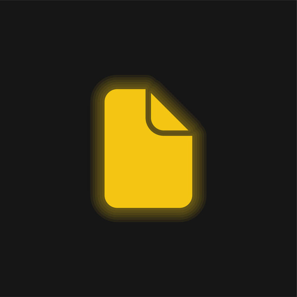 空白のページ黄色の輝くネオンアイコン - ベクター画像