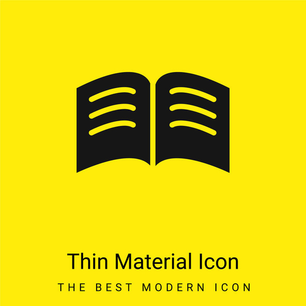 Boek van zwarte pagina 's met witte tekst lijnen geopend in het midden minimale helder geel materiaal pictogram - Vector, afbeelding