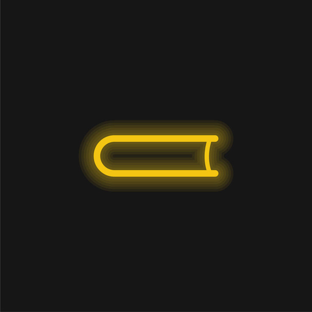 Livre contour De Bas Vue jaune brillant icône néon - Vecteur, image