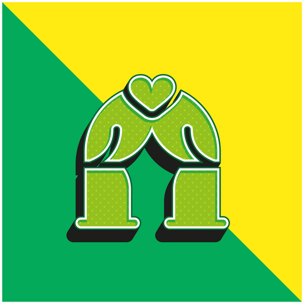 Arch Vihreä ja keltainen moderni 3d vektori kuvake logo - Vektori, kuva