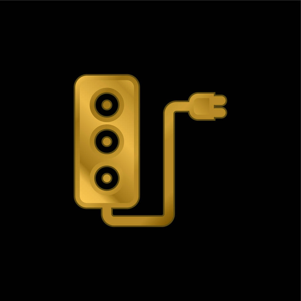 Adaptador chapado en oro icono metálico o logo vector - Vector, Imagen
