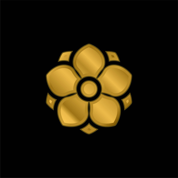 Anemone gold plated metalic icon or logo vector - Vector, Image