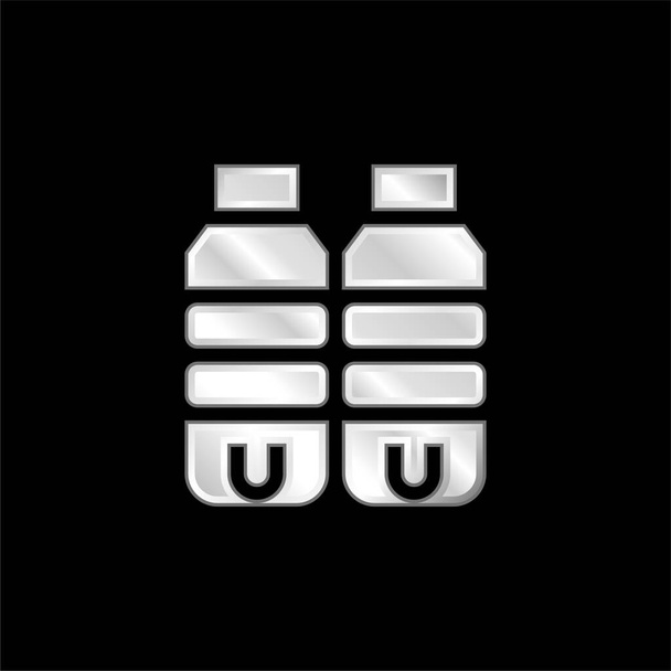 Bottles silver plated metallic icon - Vector, Image