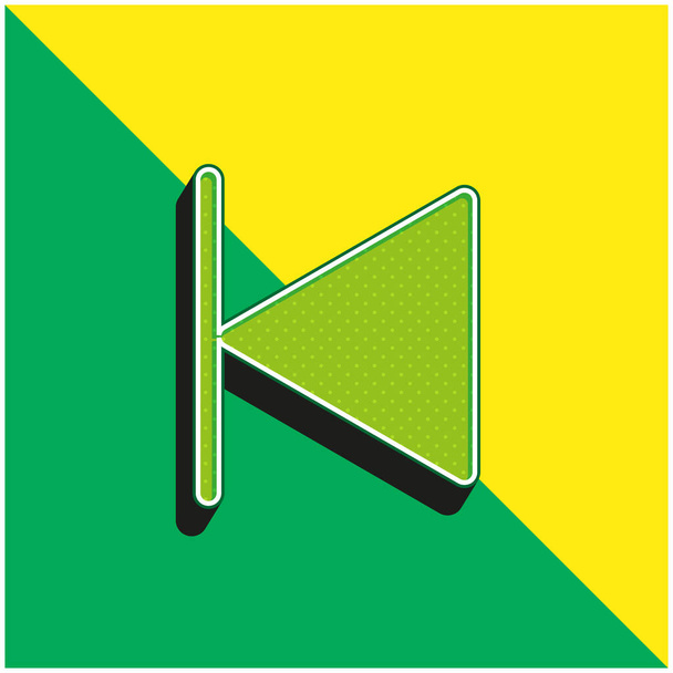 Geriye doğru yeşil ve sarı modern 3d vektör simgesi logosu - Vektör, Görsel