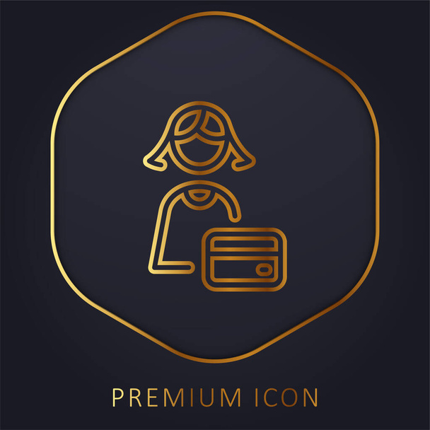 Bank Worker golden line premium logo or icon - Vector, Image