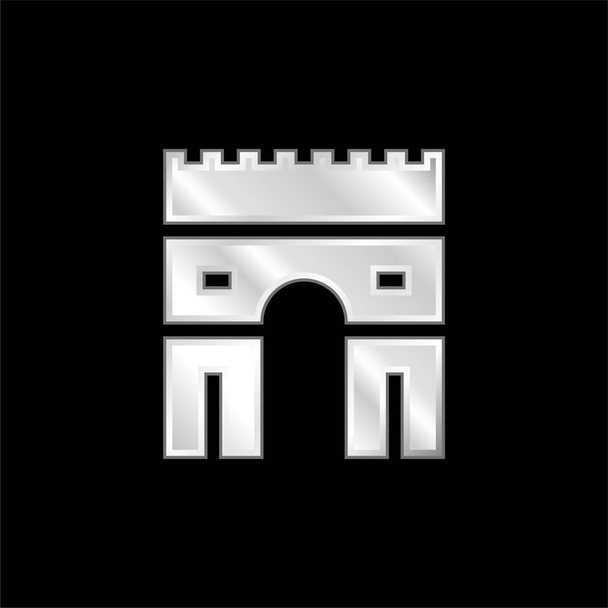 Icône métallique argentée Arc De Triomphe - Vecteur, image