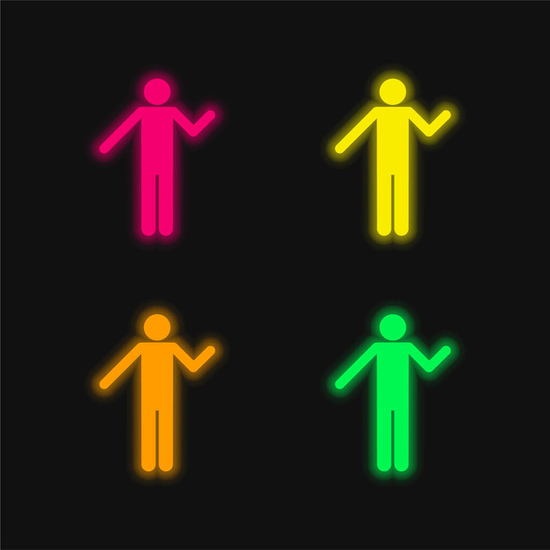 Alapvető sziluett négy szín izzó neon vektor ikon - Vektor, kép