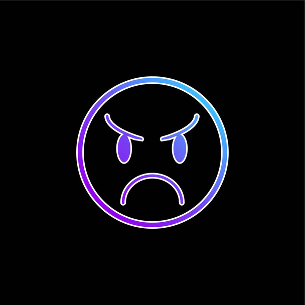 Angry Emoticon Face blue gradient vector icon - Vector, Image