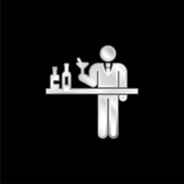 Barman icône métallique argentée - Vecteur, image