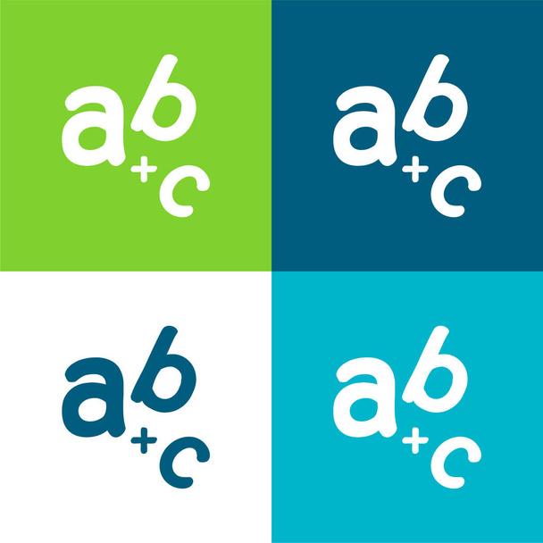 Αλφάβητο Επίπεδο σύνολο εικονιδίου τεσσάρων χρωμάτων - Διάνυσμα, εικόνα