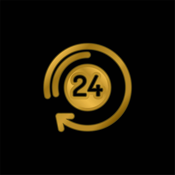 24 Stunden vergoldetes metallisches Symbol oder Logo-Vektor - Vektor, Bild