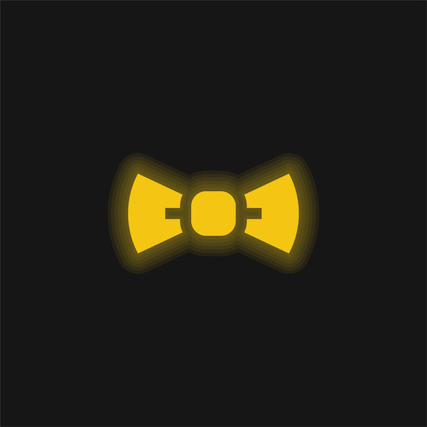 Pajarita amarilla brillante icono de neón - Vector, Imagen