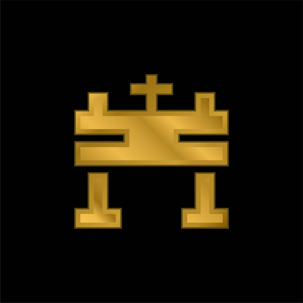 Altar chapado en oro icono metálico o logo vector - Vector, Imagen