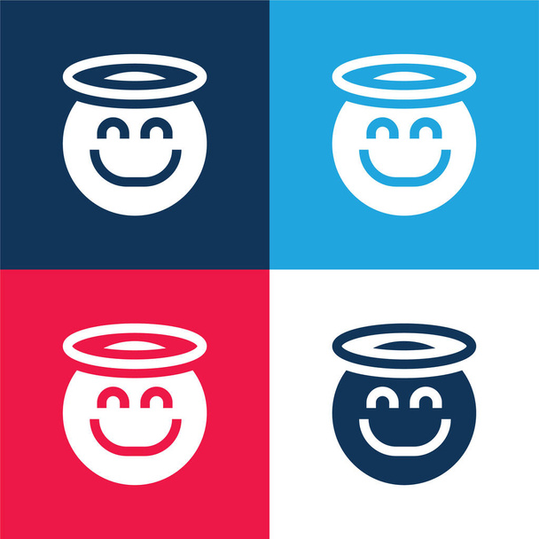 Angel azul y rojo conjunto de iconos mínimo de cuatro colores - Vector, imagen