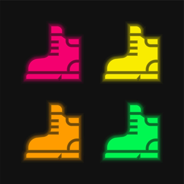 Zavede čtyři barevné zářící neonový vektor ikonu - Vektor, obrázek