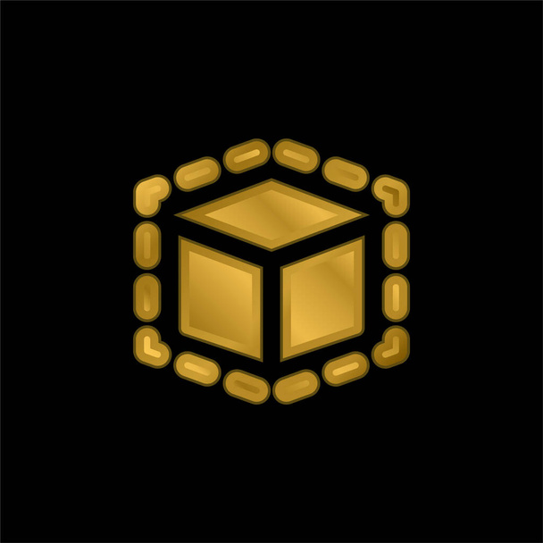 3d Modeling gold plated metalic icon or logo vector - Vector, Image