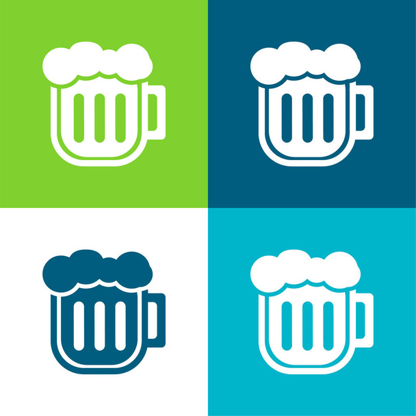 Bier Pint Flat vier kleuren minimale pictogram set - Vector, afbeelding
