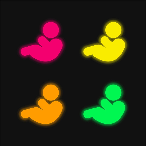 Baby Boy four color glowing neon vector icon - Vector, Image