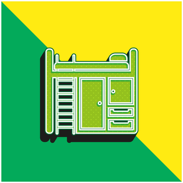 Muebles del dormitorio verde y amarillo moderno logotipo del icono del vector 3d - Vector, Imagen