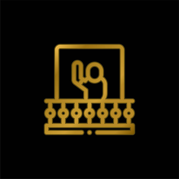Varanda banhado a ouro ícone metálico ou vetor logotipo - Vetor, Imagem
