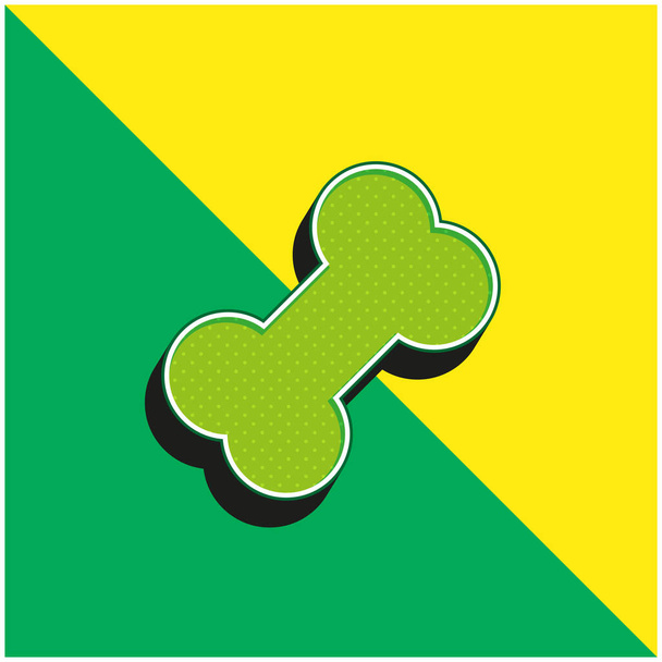 Кость зеленый и желтый современный 3D логотип векторной иконки - Вектор,изображение