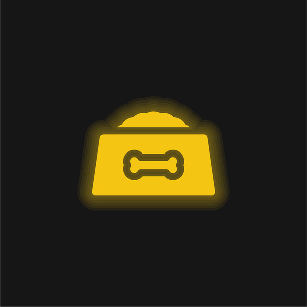 黄色の輝くネオンアイコンをボウル - ベクター画像